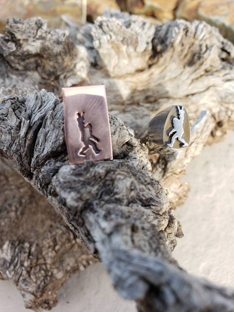 Peace Sasquatch Metal Stamp - 10mm Bigfoot Design