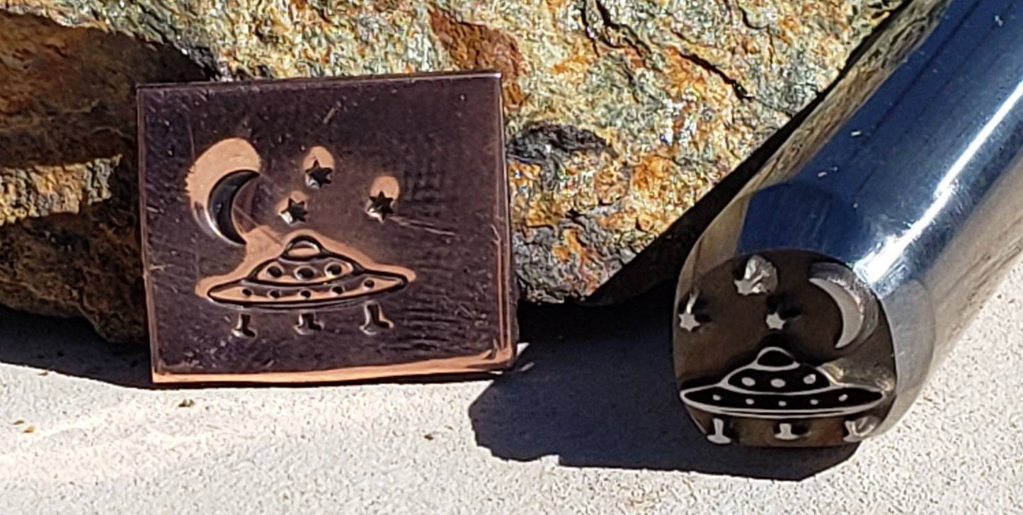 Alien Spaceship Metal Stamp