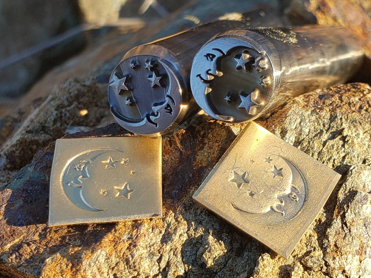 Man in the Moon with Stars Metal Stamp