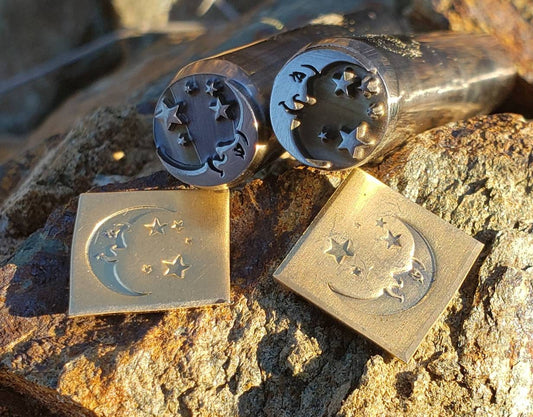 Man in the Moon with Stars Metal Stamp