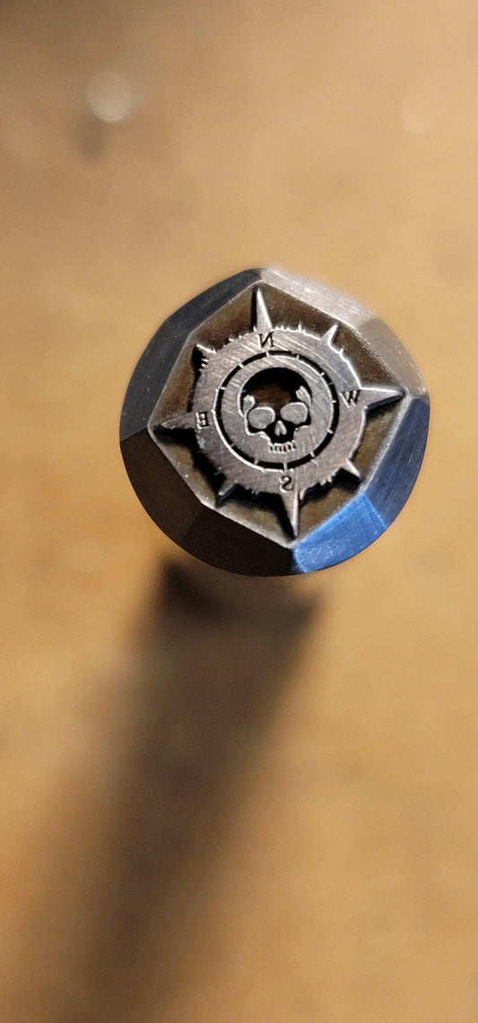 Skull Compass Metal Stamp, 12mm/15mm