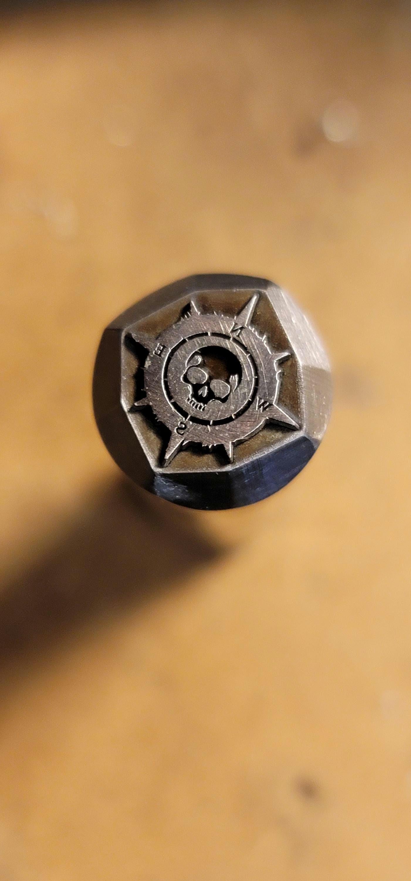 Skull Compass Metal Stamp, 12mm/15mm