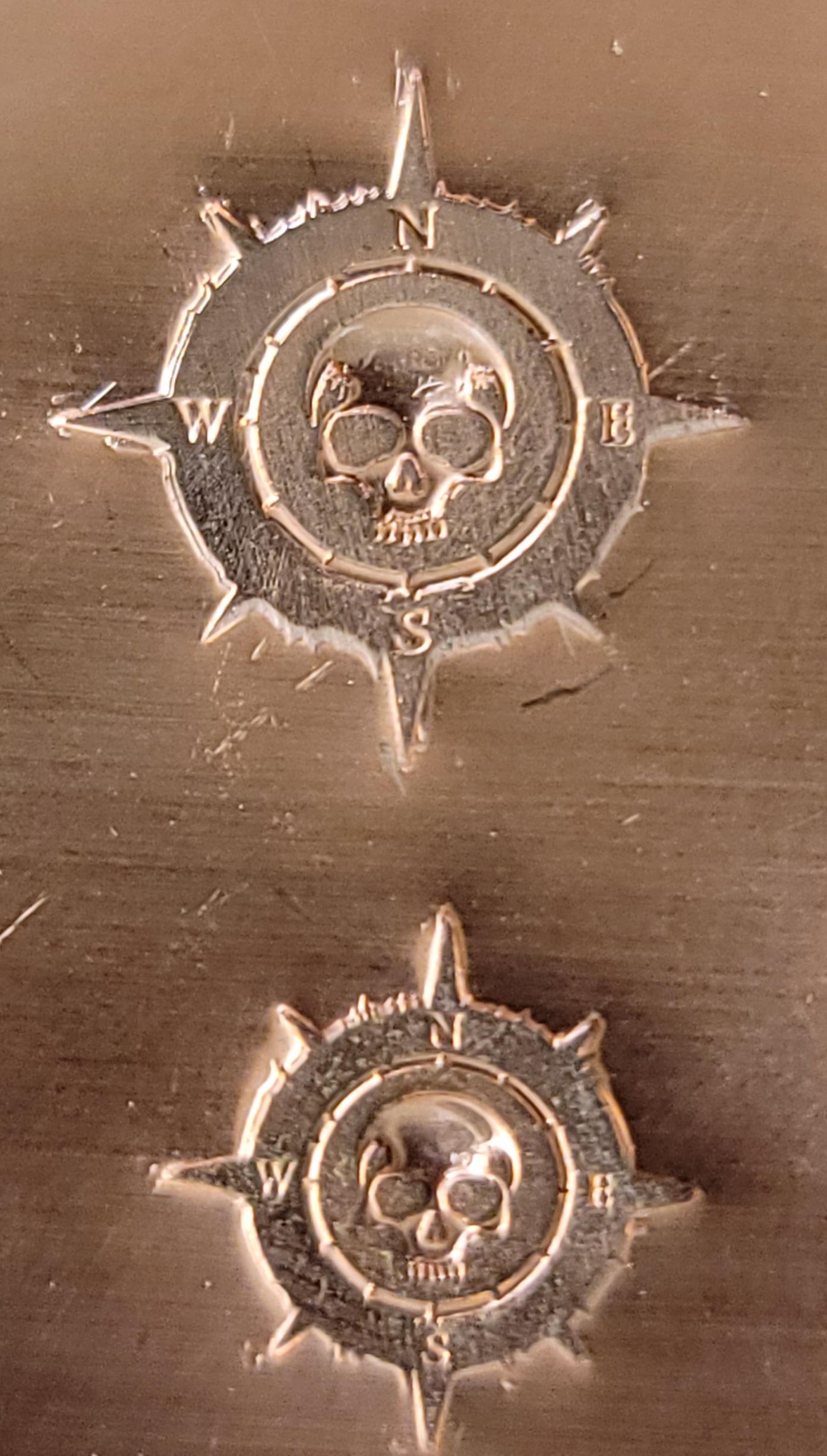Skull Compass Metal Stamp, 12mm/15mm