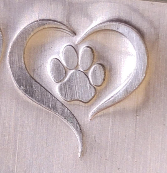 Whimsy Heart w/Dog Paws- Right Paw/Left Paw-Metal Stamps