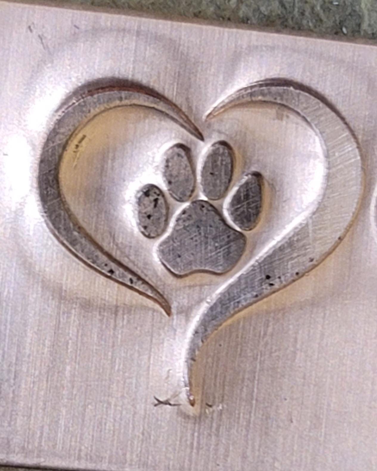 Whimsy Heart w/Dog Paws- Right Paw/Left Paw-Metal Stamps