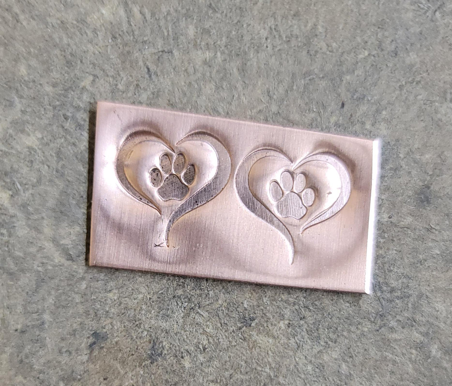 Whimsy Heart w/Dog Paws- Right Paw/Left Paw-Metal Stamps