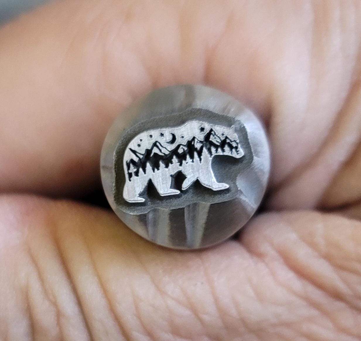 Bear w/Trees, Moon & Stars Metal Stamp