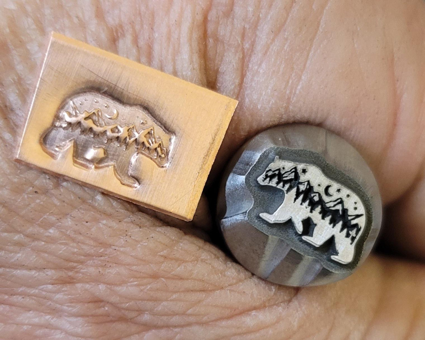 Bear w/Trees, Moon & Stars Metal Stamp