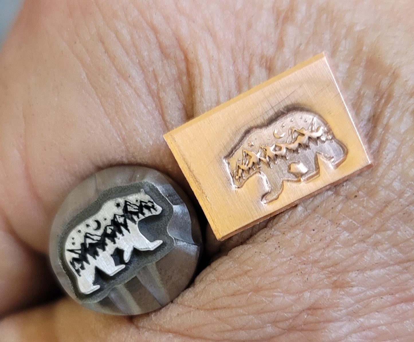 Bear w/Trees, Moon & Stars Metal Stamp