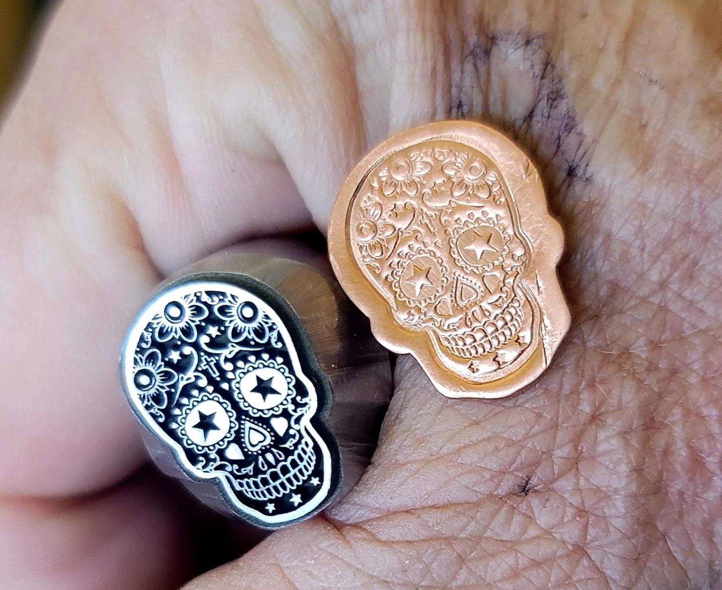 Sugar Skull Star /Day of the Dead Metal Jewelry Stamp