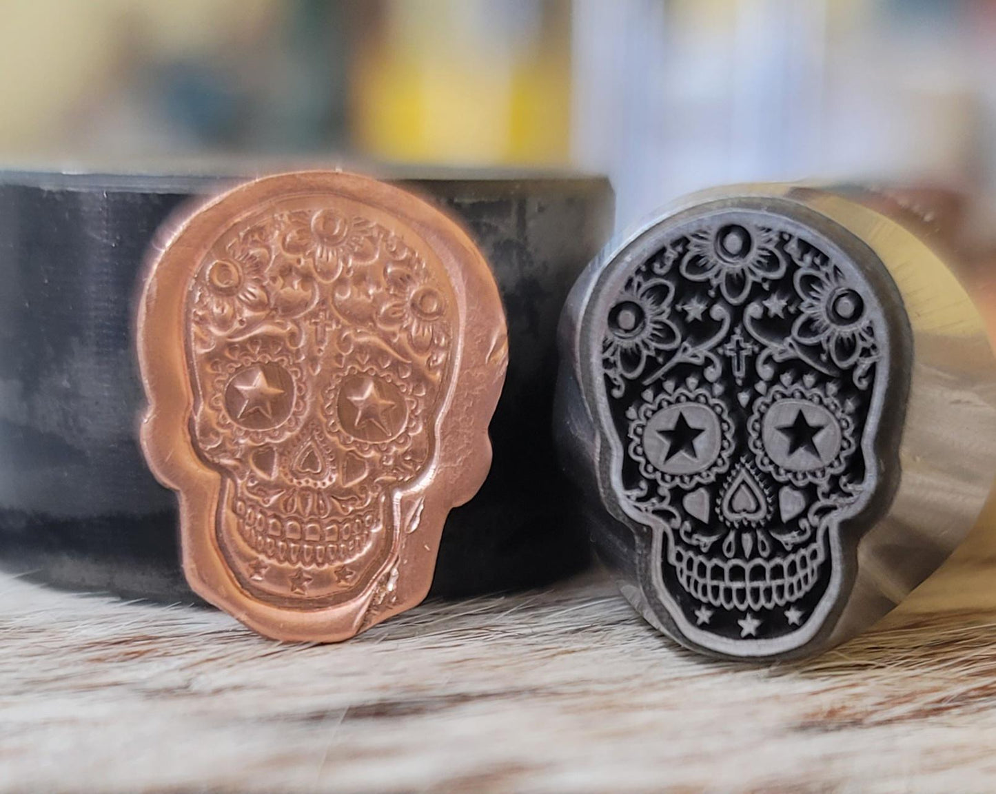 Sugar Skull Star /Day of the Dead Metal Jewelry Stamp