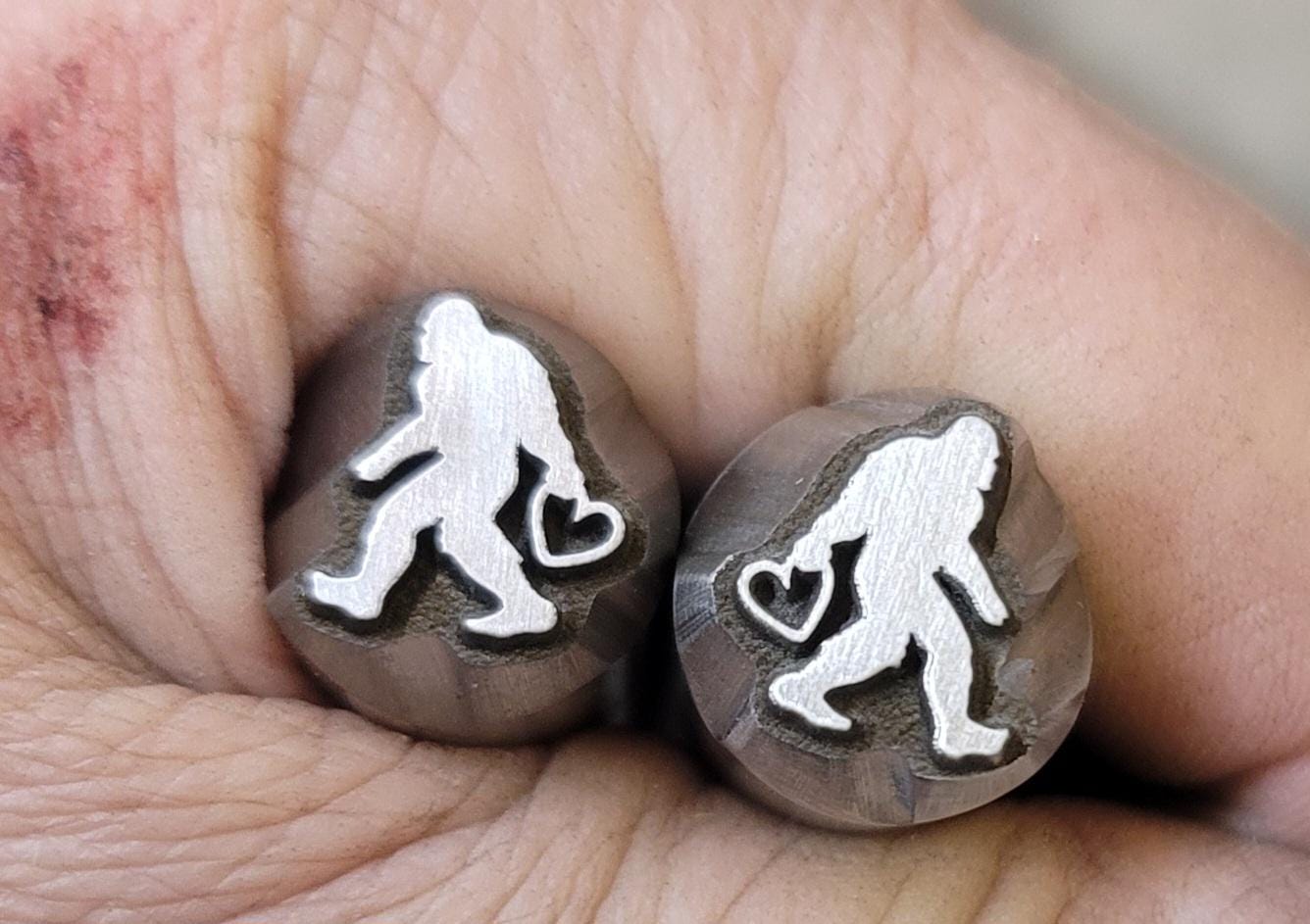 Cryptid Sasquatch with Heart Metal Stamp - Bigfoot Design