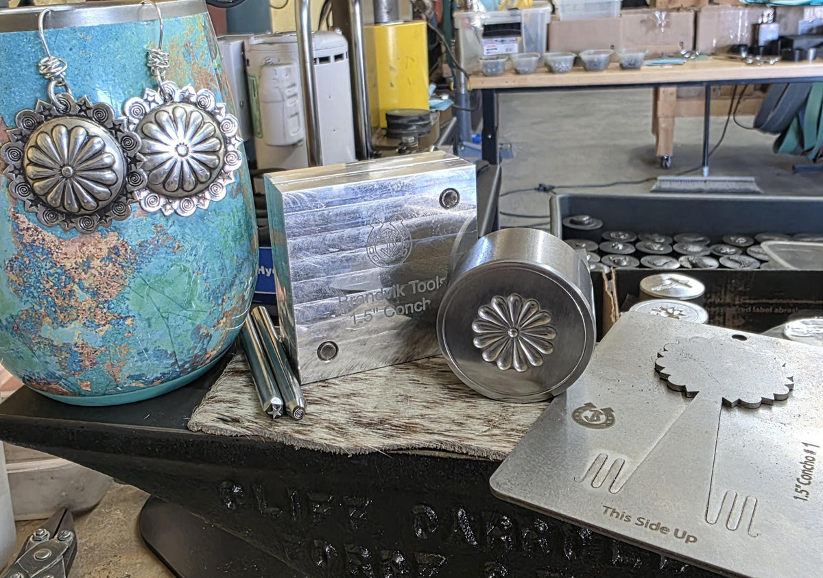 1.5 Concho Earring Making Kit #1 Classic Concho Impression Die/2 Stamps/Pancake Die & Forming Die