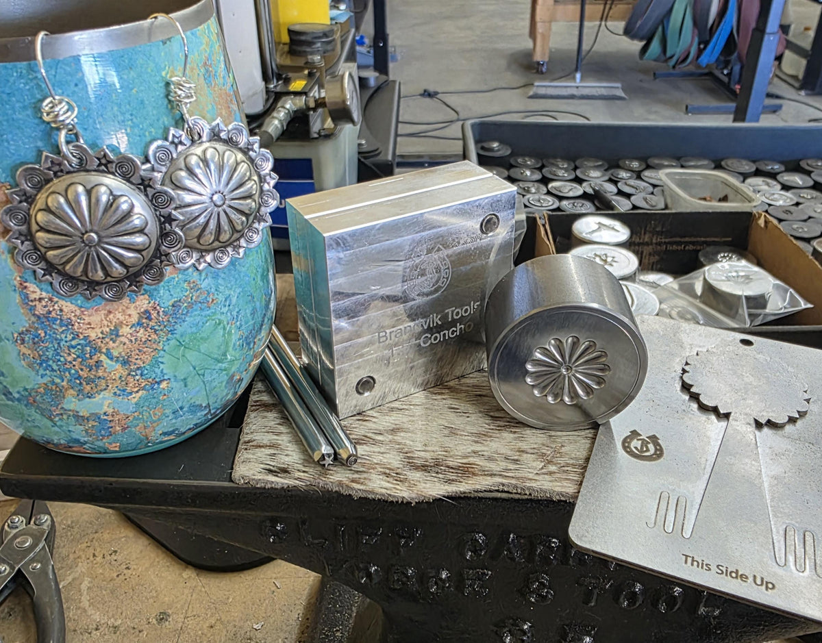 1.5 Concho Earring Making Kit #1 Classic Concho Impression Die/2 Stamps/Pancake Die & Forming Die