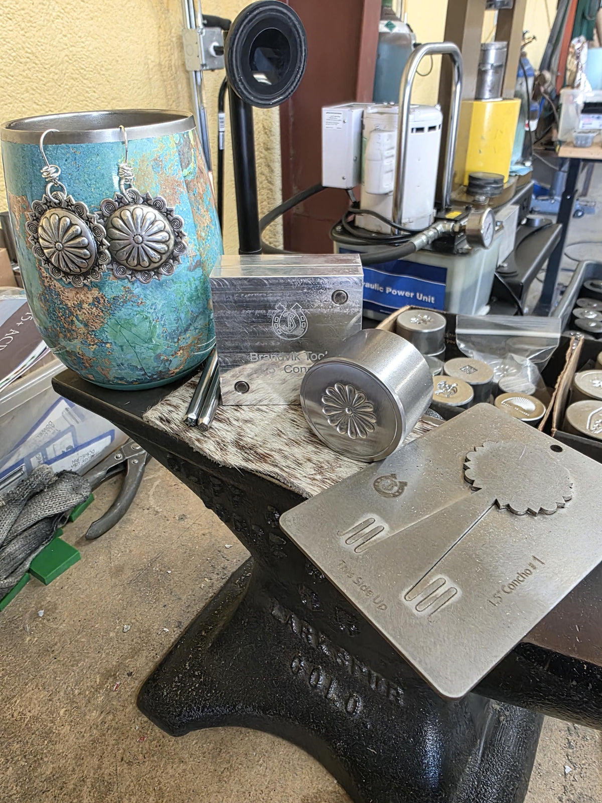 1.5 Concho Earring Making Kit #1 Classic Concho Impression Die/2 Stamps/Pancake Die & Forming Die